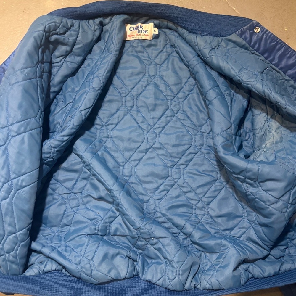 Chalk Line Satin Jacket Men XL Blue Good NY Giants NFL Vintage Varsity USA Made - Picture 4 of 9